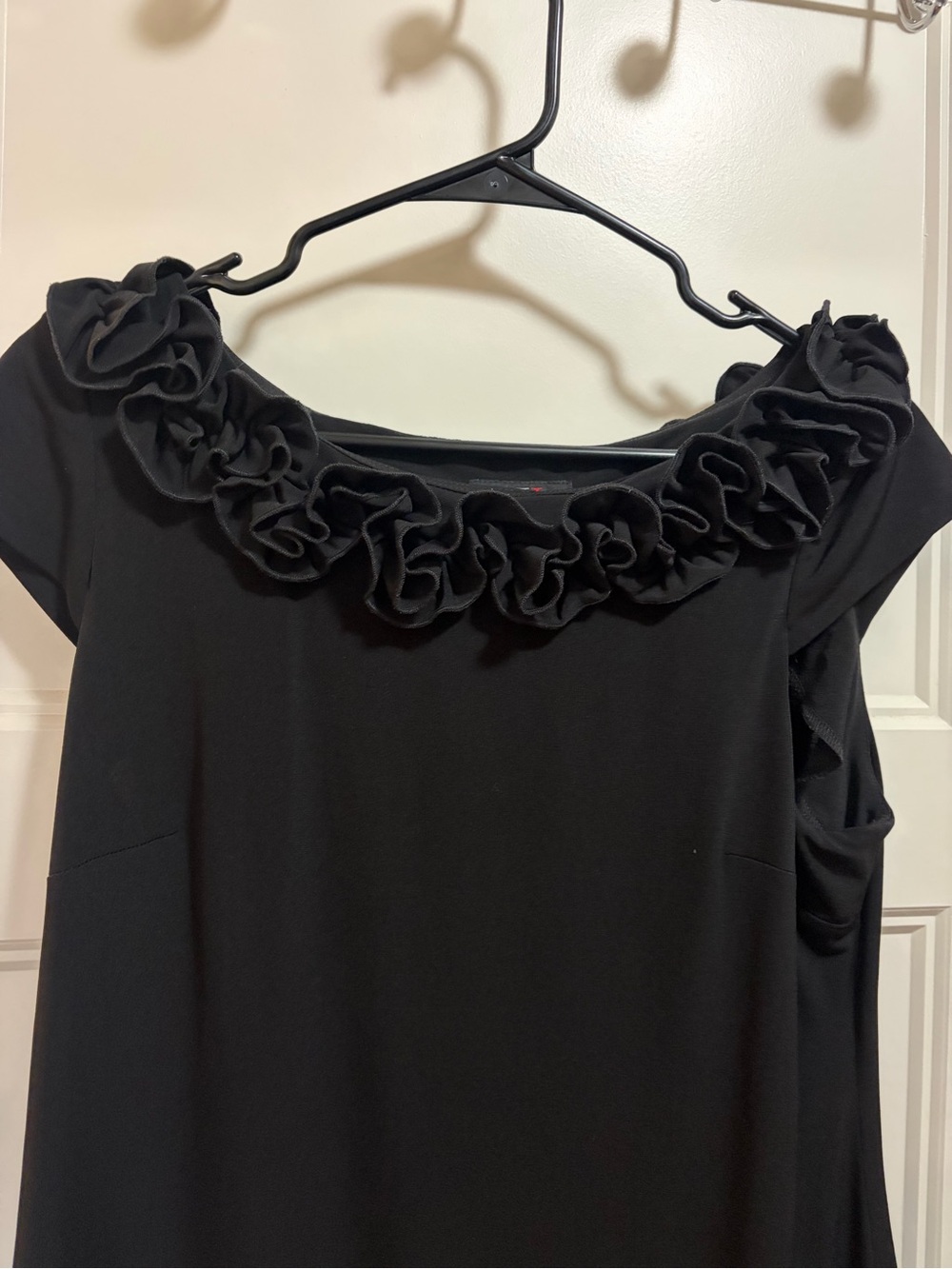Black Ruffle-Trim Midi Dress - Picture 3 of 8